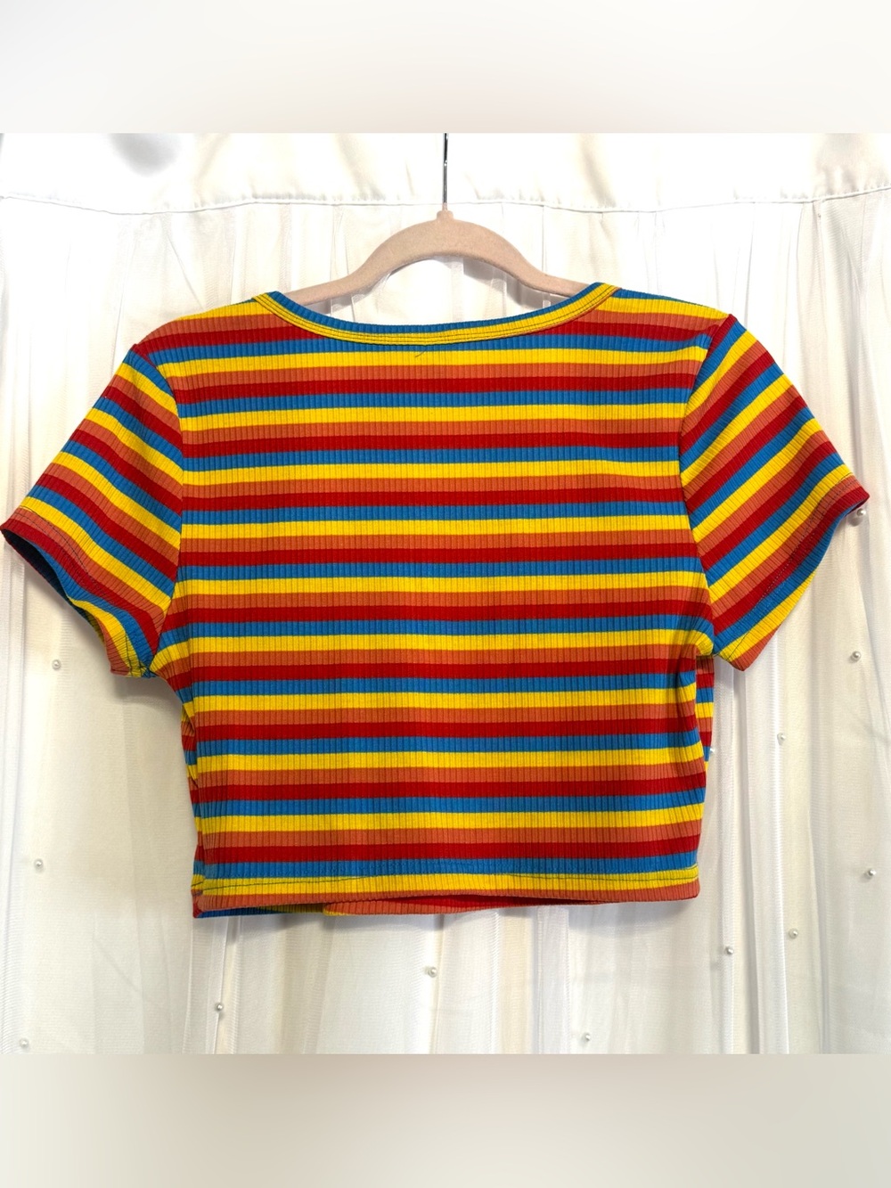 70’s Vibe Rainbow Striped Crop Top - Picture 2 of 4